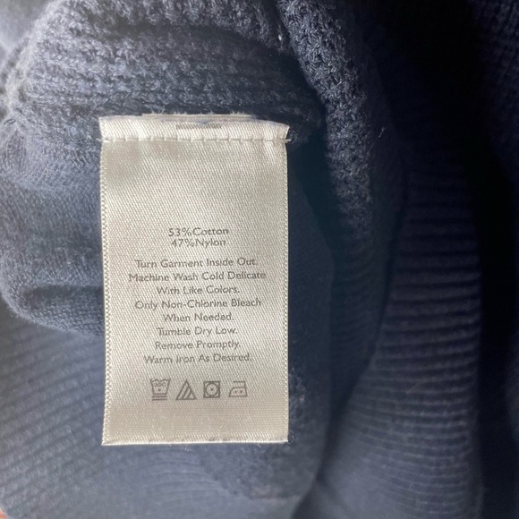 Eddie Bauer Knit Hoodie Pullover Thermal Sweater Navy Blue With Pocket Women Med - Picture 6 of 7